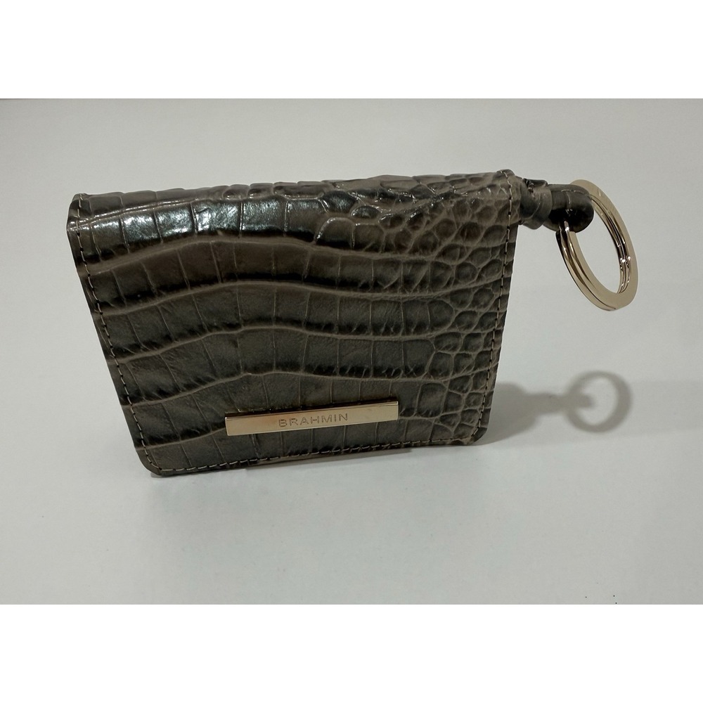 Brahmin Croc Embossed Leather Mini Key Wallet Clutch Wristlet Purse